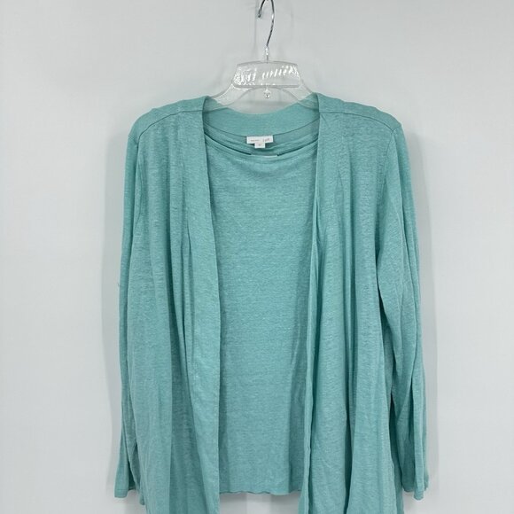 2 piece sweater set twinset cardigan tank lightweight teal XL - Picture 3 of 10